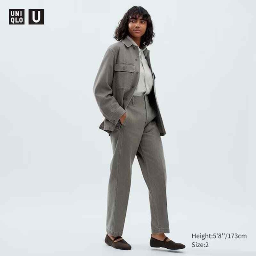 Uniqlo Denim Straight Pants in Green Gray